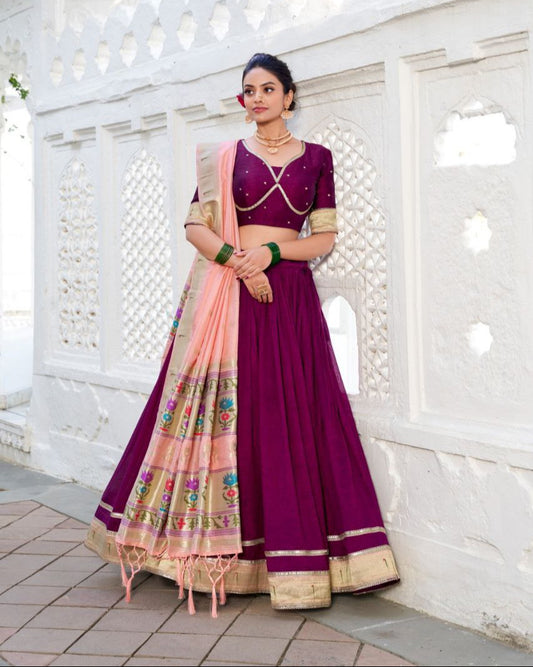 Vichitra Silk Lehenga Choli with Paithni Dupatta – Regal Elegance