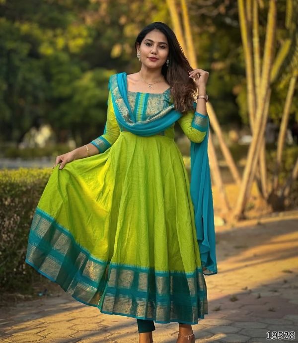 Vichitra Silk Suit Set with Jacquard Zari Border & Chanderi Dupatta