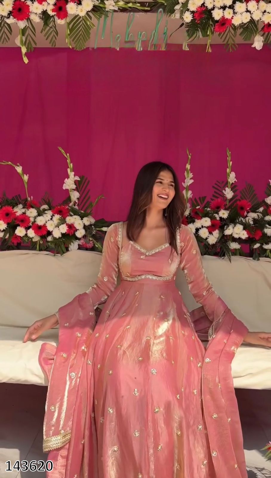 Fendy Silk Anarkali Suit Set with Dupatta – Thread & Sequin Work, Fully Stitched Pant, Festive Wear (3-Piece)