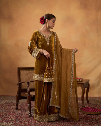 Premium Velvet Kurti Palazzo Set for Women | Designer Outfit with Dupatta