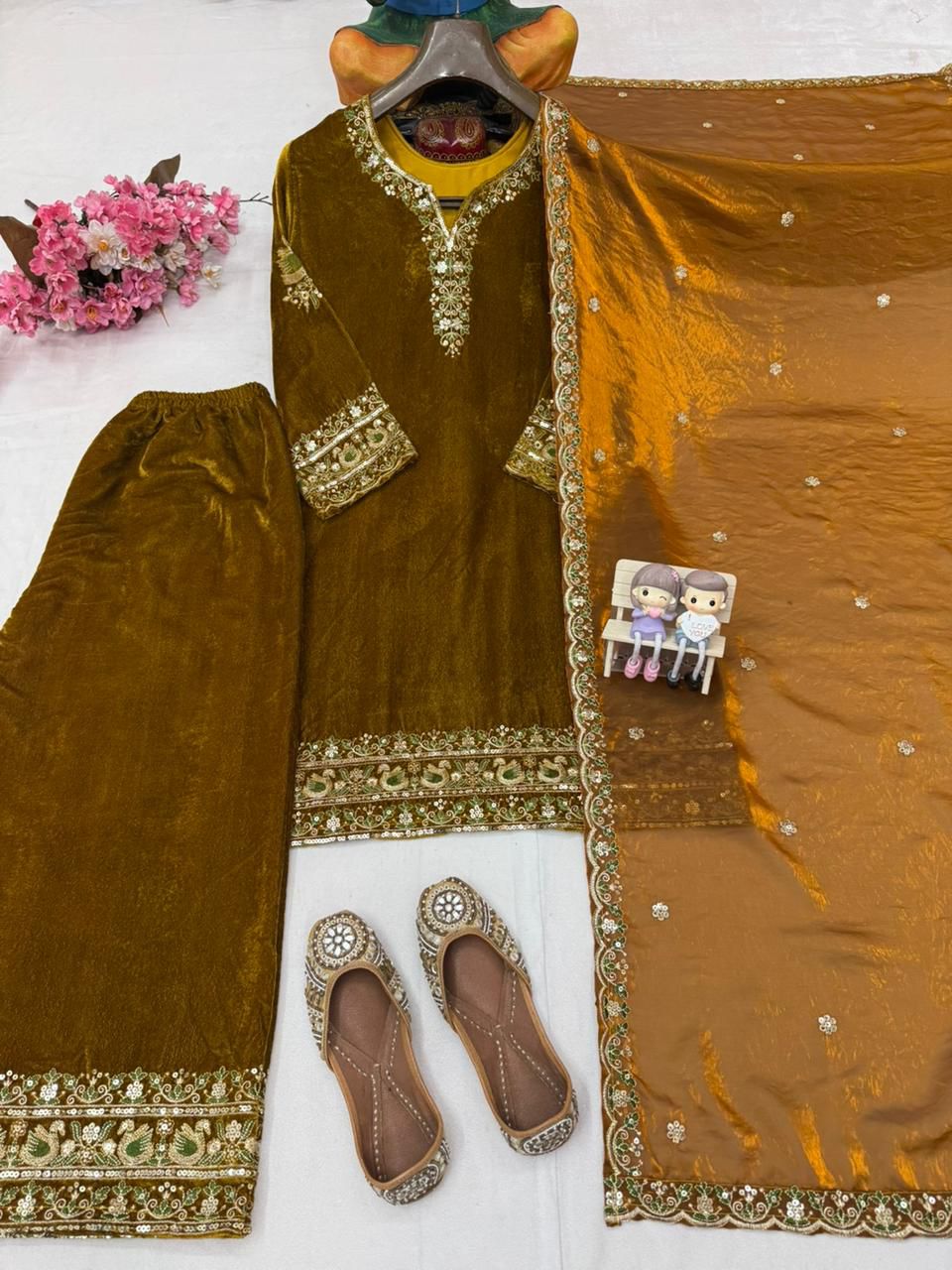 Premium Velvet Kurti Palazzo Set for Women | Designer Outfit with Dupatta