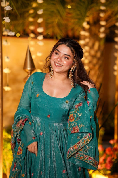 Women’s Crunchy Silk Embroidered Top Sharara Dupatta Set | 3-Piece Fully Stitched Party & wedding Wear with Heavy Sequin Work