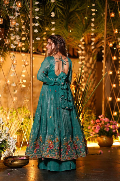 Women’s Crunchy Silk Embroidered Top Sharara Dupatta Set | 3-Piece Fully Stitched Party & wedding Wear with Heavy Sequin Work