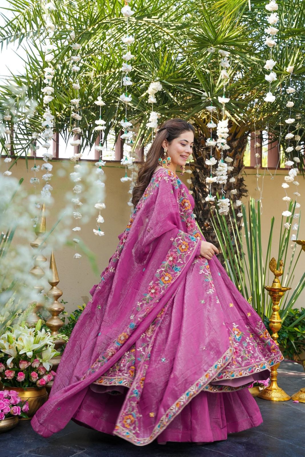 Women’s Crunchy Silk Embroidered Top Sharara Dupatta Set | 3-Piece Fully Stitched Party & wedding Wear with Heavy Sequin Work