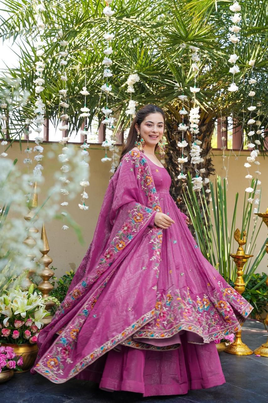 Women’s Crunchy Silk Embroidered Top Sharara Dupatta Set | 3-Piece Fully Stitched Party & wedding Wear with Heavy Sequin Work