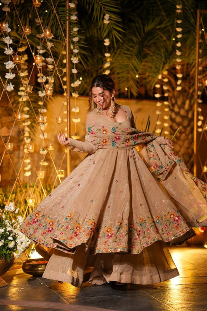 Women’s Crunchy Silk Embroidered Top Sharara Dupatta Set | 3-Piece Fully Stitched Party & wedding Wear with Heavy Sequin Work