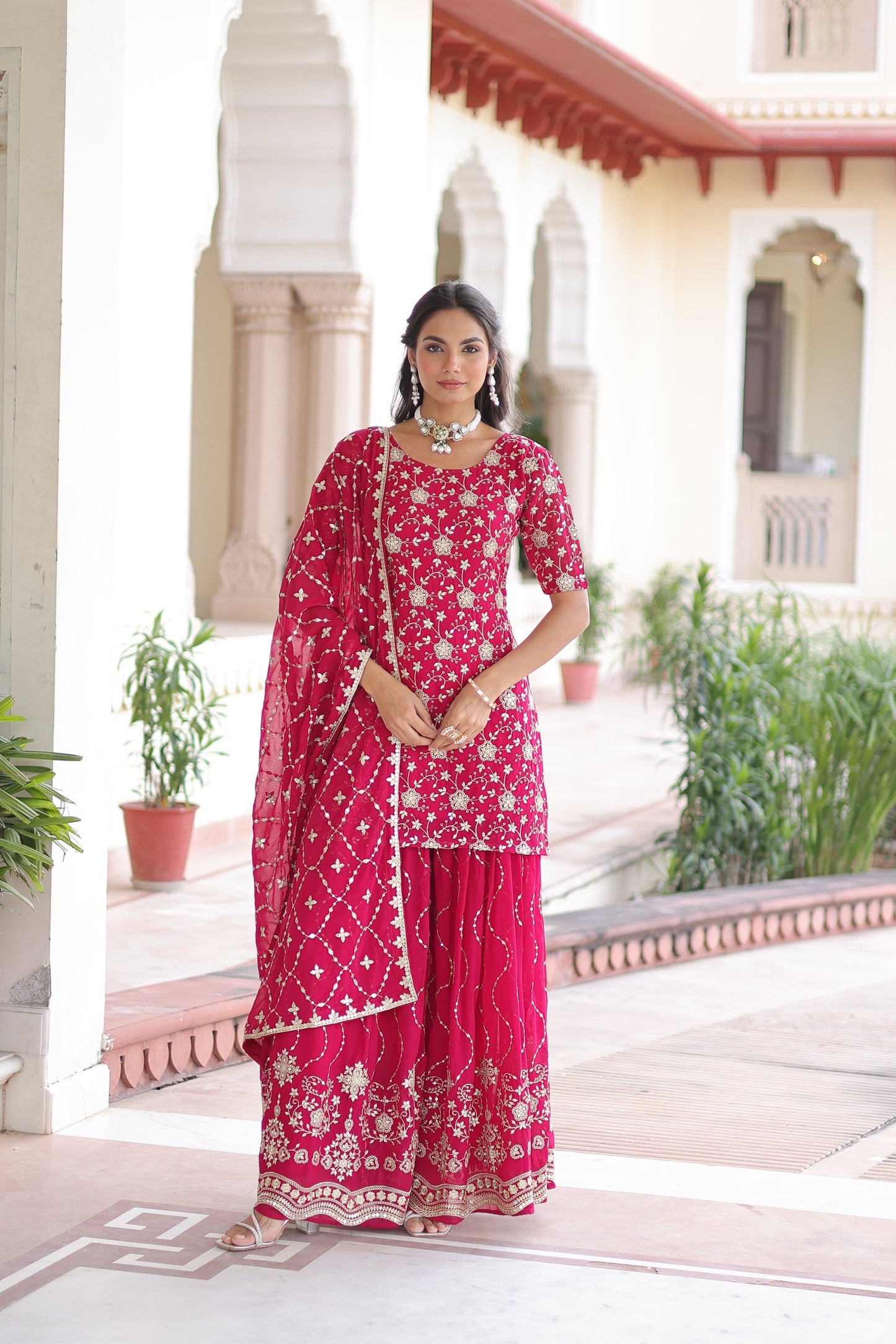 3-Piece Premium Set Trendy Sharara Palazzo Style For a Royal and Graceful Look