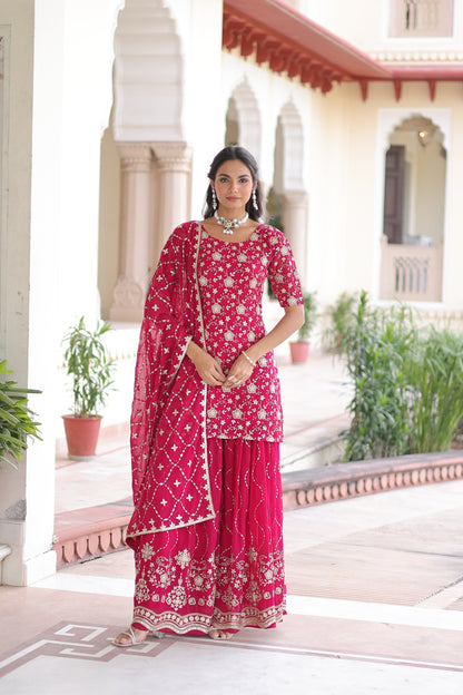 3-Piece Premium Set Trendy Sharara Palazzo Style For a Royal and Graceful Look