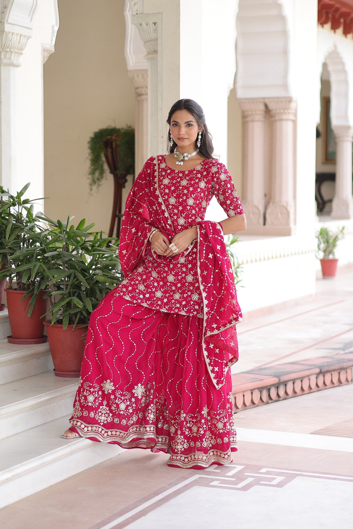 3-Piece Premium Set Trendy Sharara Palazzo Style For a Royal and Graceful Look