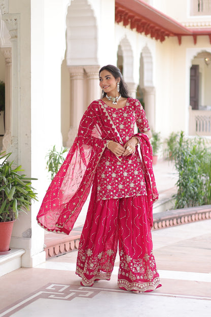 3-Piece Premium Set Trendy Sharara Palazzo Style For a Royal and Graceful Look