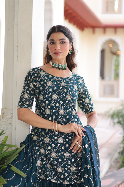 3-Piece Premium Set Trendy Sharara Palazzo Style For a Royal and Graceful Look