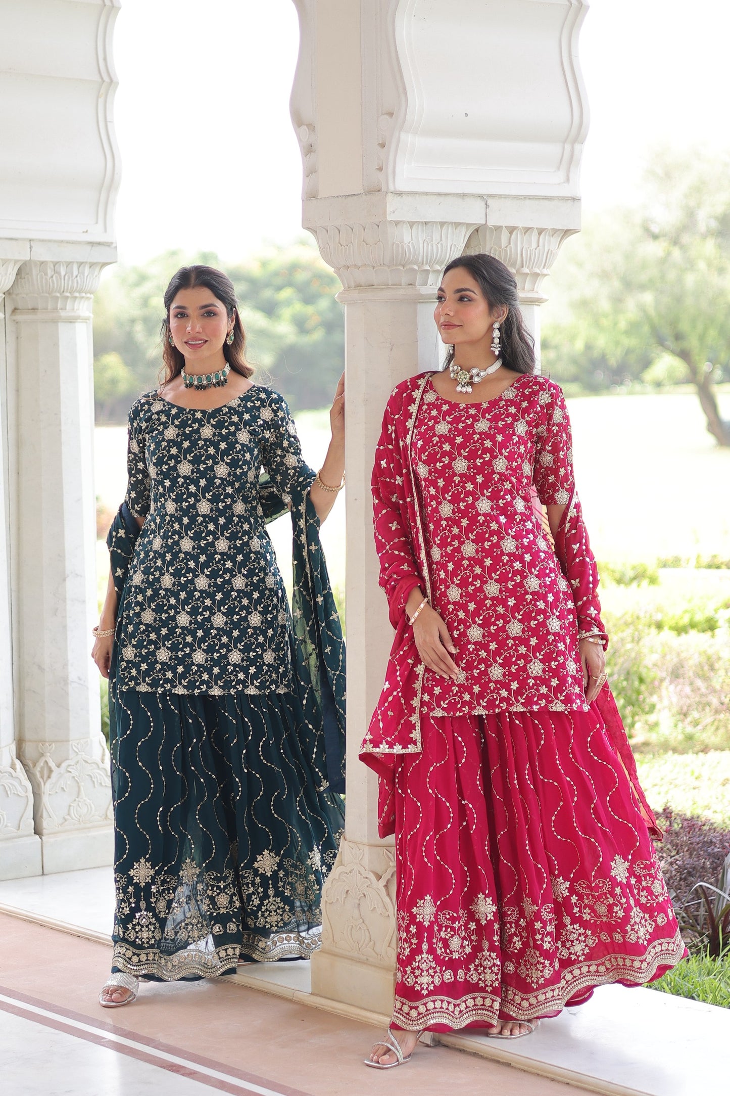 3-Piece Premium Set Trendy Sharara Palazzo Style For a Royal and Graceful Look