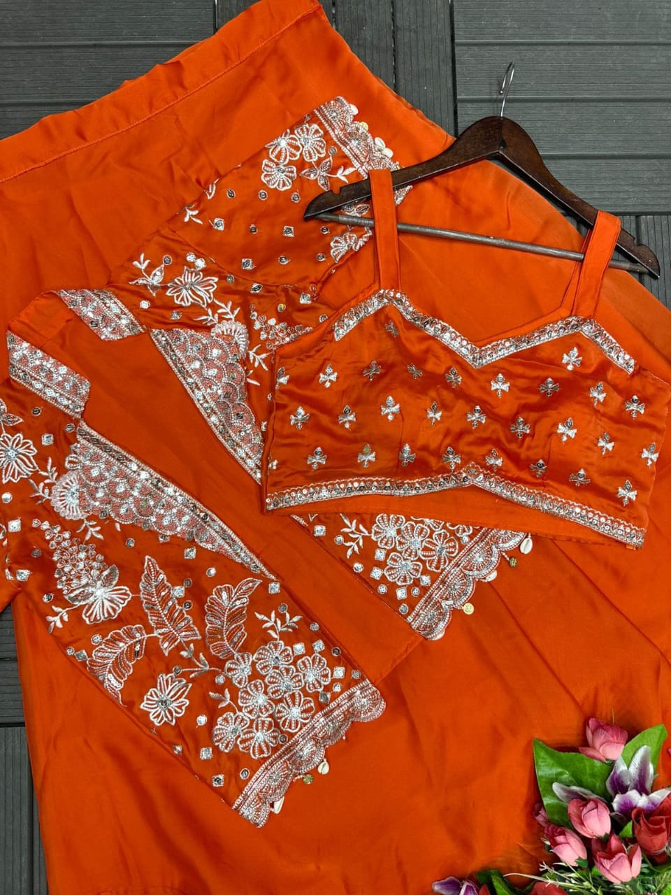 Trending Party Wear Lehenga Set with Embroidered Koti