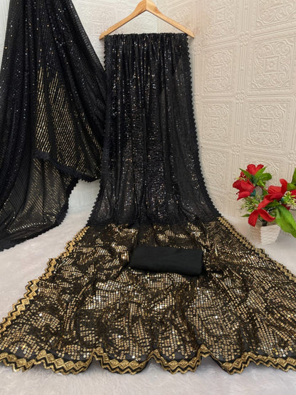 Premium Georgette Sequin Embroidered Saree – Elegant Party & Festive Wear