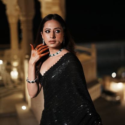 Premium Georgette Sequin Embroidered Saree – Elegant Party & Festive Wear
