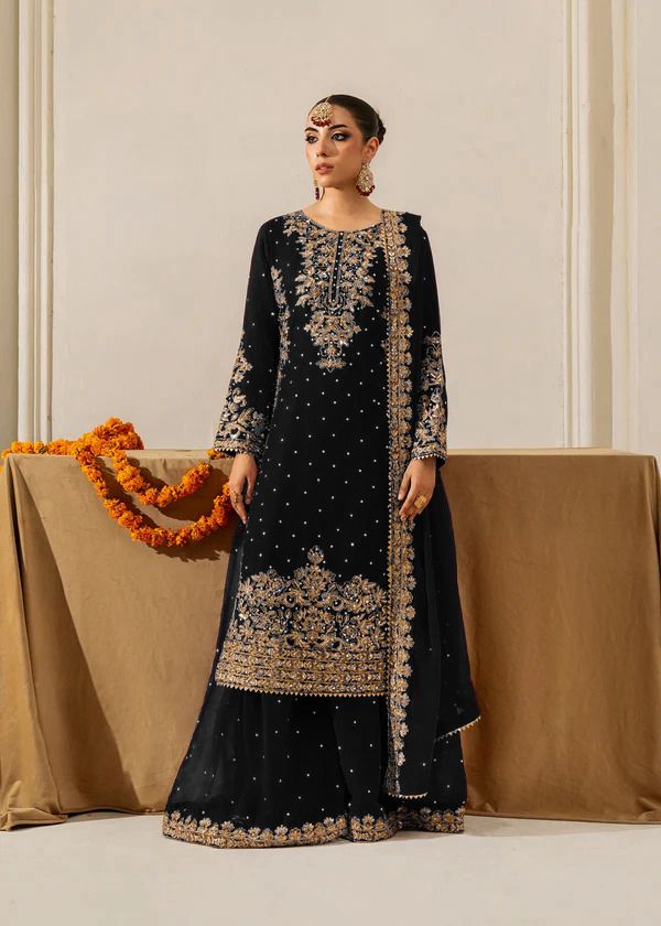 Premium Viscose Velvet Embroidered Suit Set – Top, Plazo & Dupatta