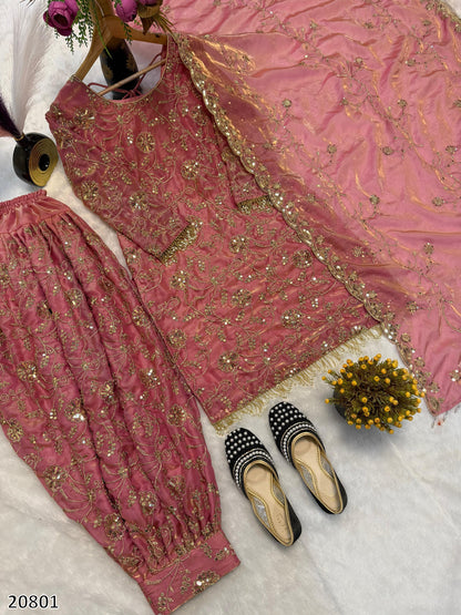 Premium Frendy Silk Patiala Suit Set with Heavy Sequin Embroidery – Fully Stitched Festive & Wedding Wear for Women