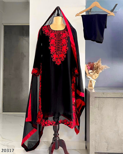 Women’s Velvet Kurta Palazzo Dupatta Set | Heavy Embroidered Viscose Velvet | Festive & Party Wear