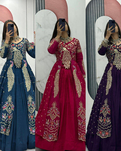 Premium Pure Vichitra Crop Top Lehenga Set with Embroidered Shrug | Festival & Wedding Wear