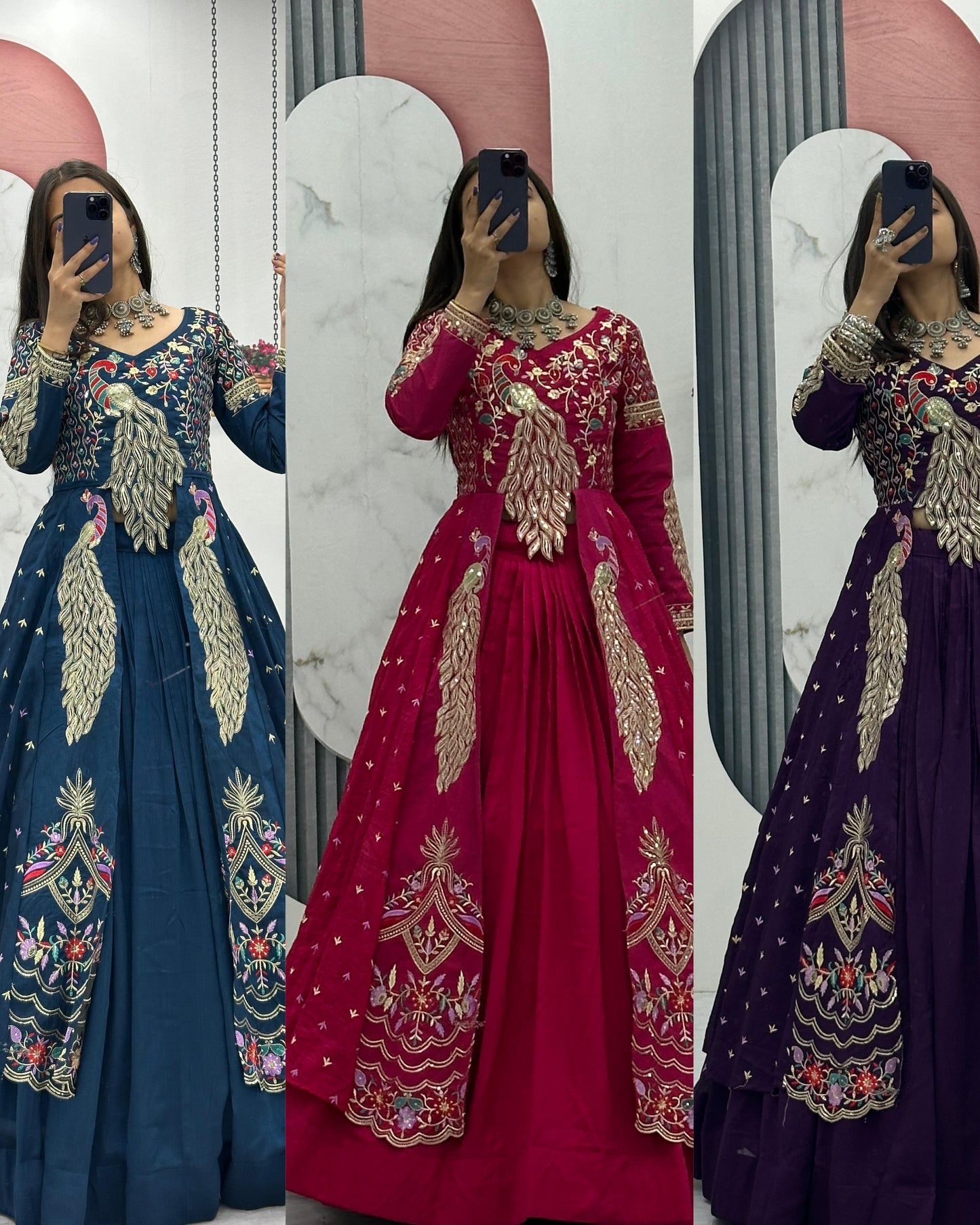 Premium Pure Vichitra Crop Top Lehenga Set with Embroidered Shrug | Festival & Wedding Wear