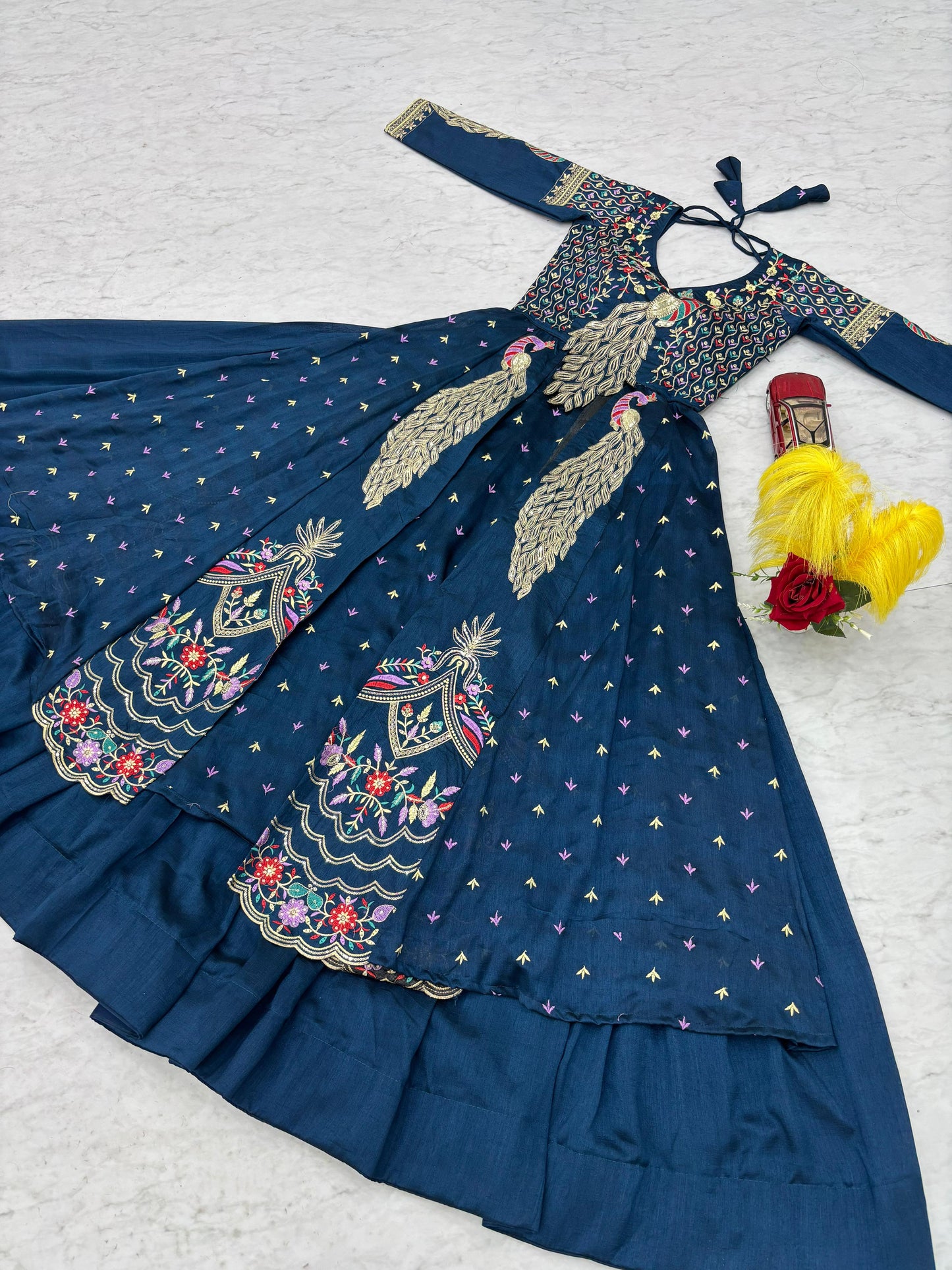 Premium Pure Vichitra Crop Top Lehenga Set with Embroidered Shrug | Festival & Wedding Wear