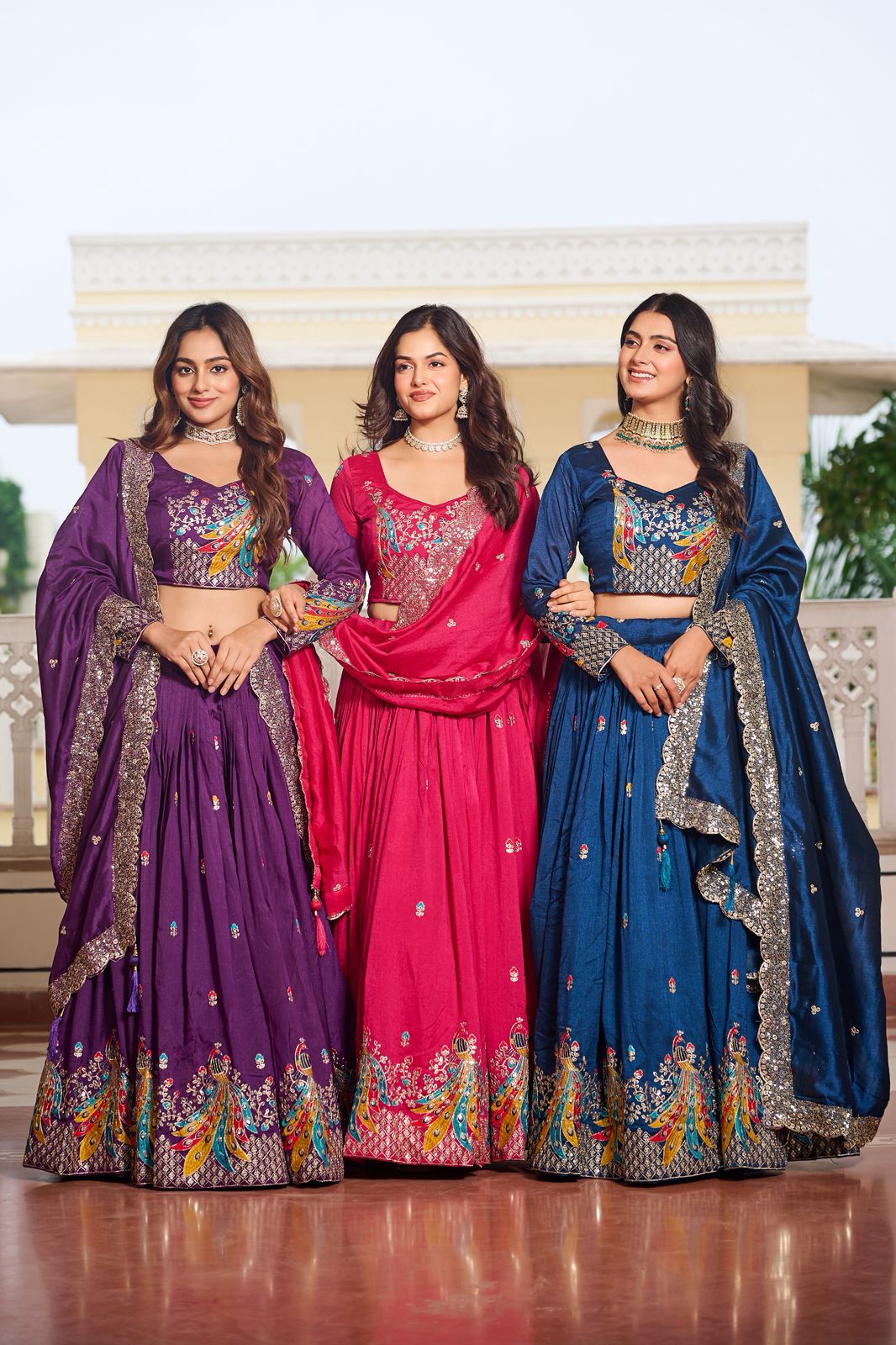 Premium Pure Vichitra Lehenga Choli Set with Heavy Embroidery, Sequins Work & Dupatta – Wedding & Festive Wear