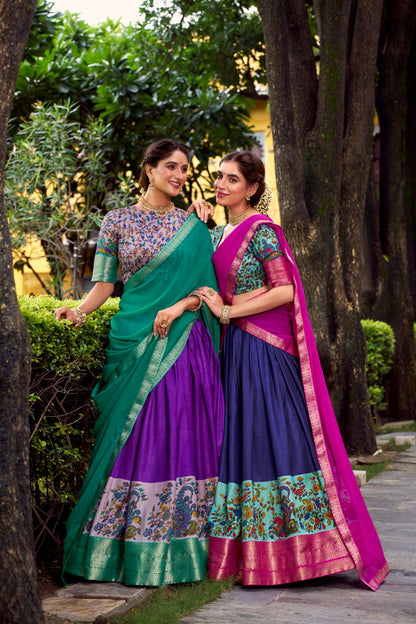 KRISHIKA Aastha Silk Lehenga Choli with Zari Weaving & Georgette Dupatta | Fully Stitched Wedding Wear