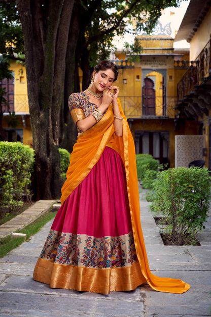 KRISHIKA Aastha Silk Lehenga Choli with Zari Weaving & Georgette Dupatta | Fully Stitched Wedding Wear