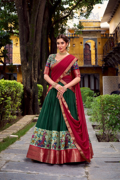 KRISHIKA Aastha Silk Lehenga Choli with Zari Weaving & Georgette Dupatta | Fully Stitched Wedding Wear