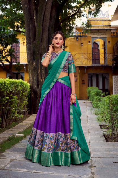 KRISHIKA Aastha Silk Lehenga Choli with Zari Weaving & Georgette Dupatta | Fully Stitched Wedding Wear