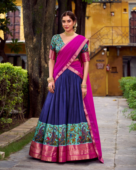 KRISHIKA Aastha Silk Lehenga Choli with Zari Weaving & Georgette Dupatta | Fully Stitched Wedding Wear