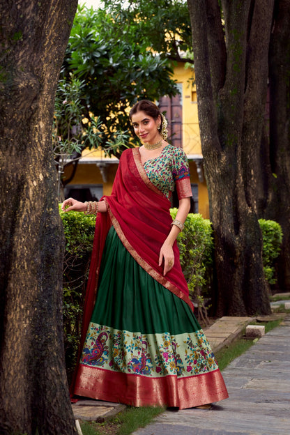 KRISHIKA Aastha Silk Lehenga Choli with Zari Weaving & Georgette Dupatta | Fully Stitched Wedding Wear