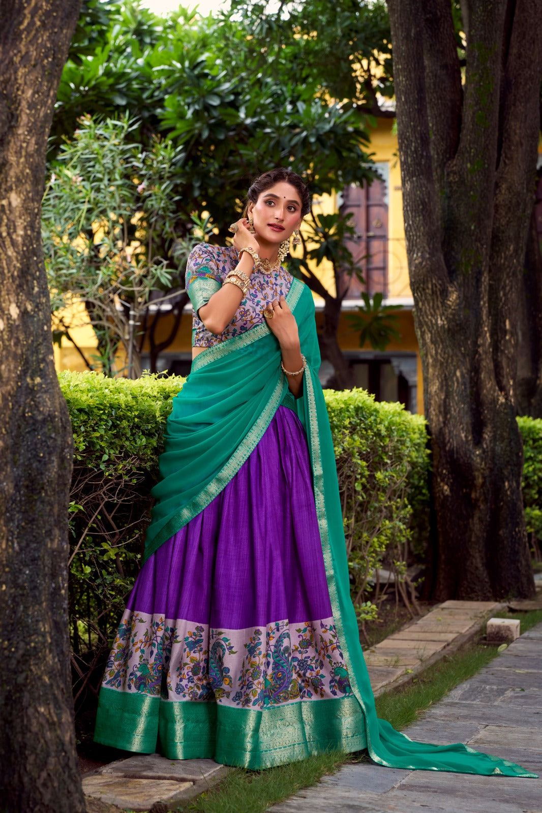 KRISHIKA Aastha Silk Lehenga Choli with Zari Weaving & Georgette Dupatta | Fully Stitched Wedding Wear