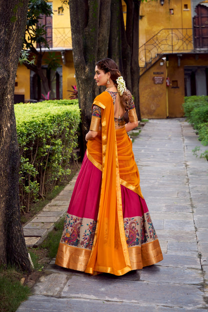 KRISHIKA Aastha Silk Lehenga Choli with Zari Weaving & Georgette Dupatta | Fully Stitched Wedding Wear