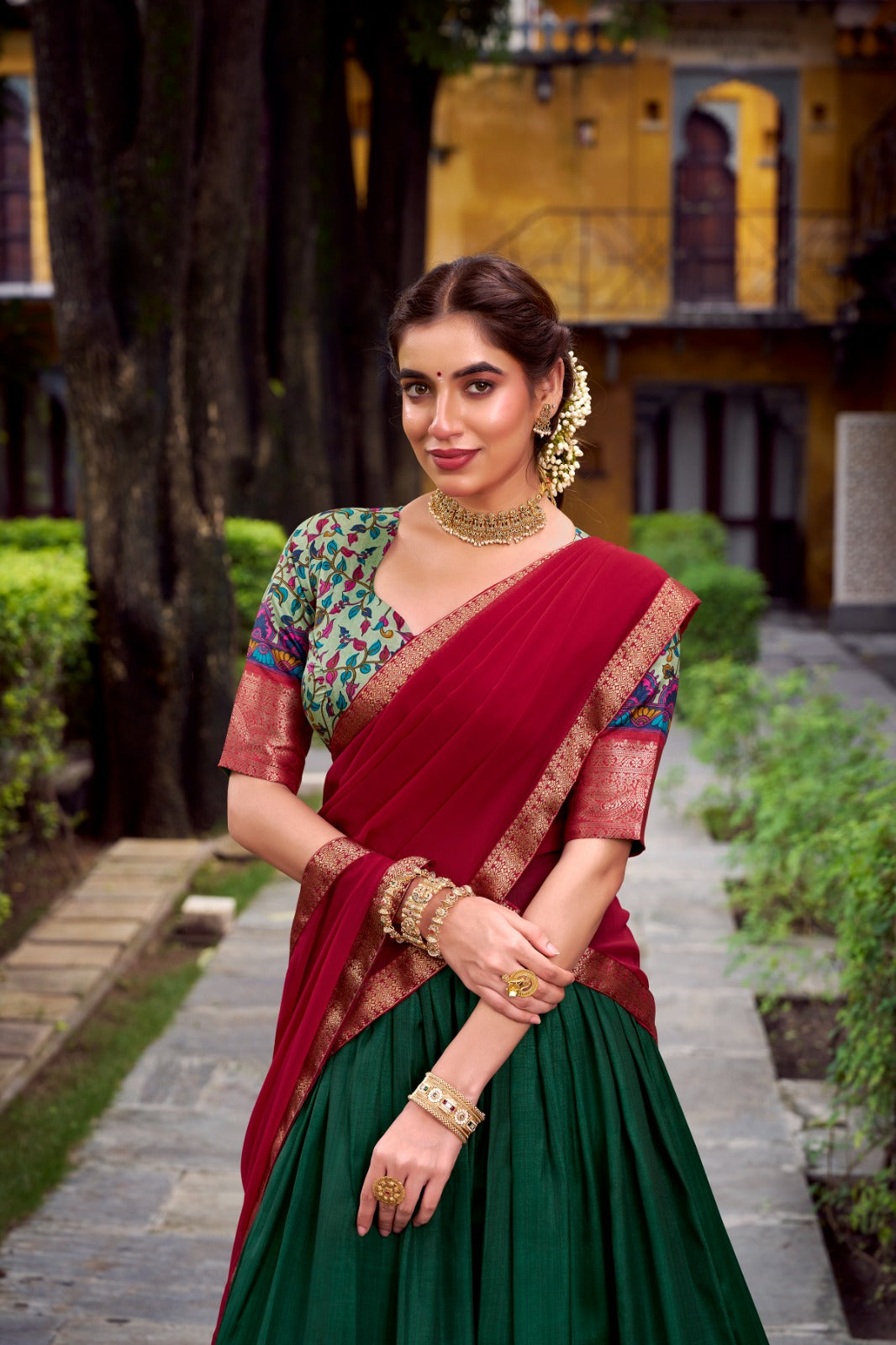 KRISHIKA Aastha Silk Lehenga Choli with Zari Weaving & Georgette Dupatta | Fully Stitched Wedding Wear