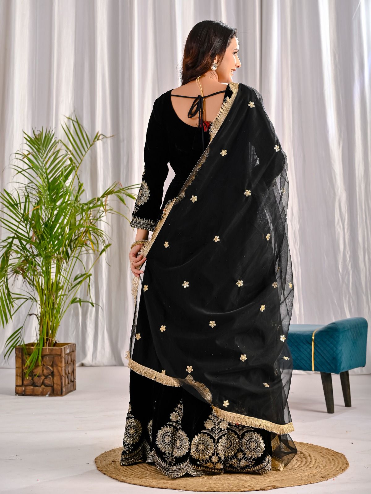 Premium Viscose Velvet Embroidered Anarkali Suit with Net Dupatta & Micro Cotton Silk Pant – Ready to Wear