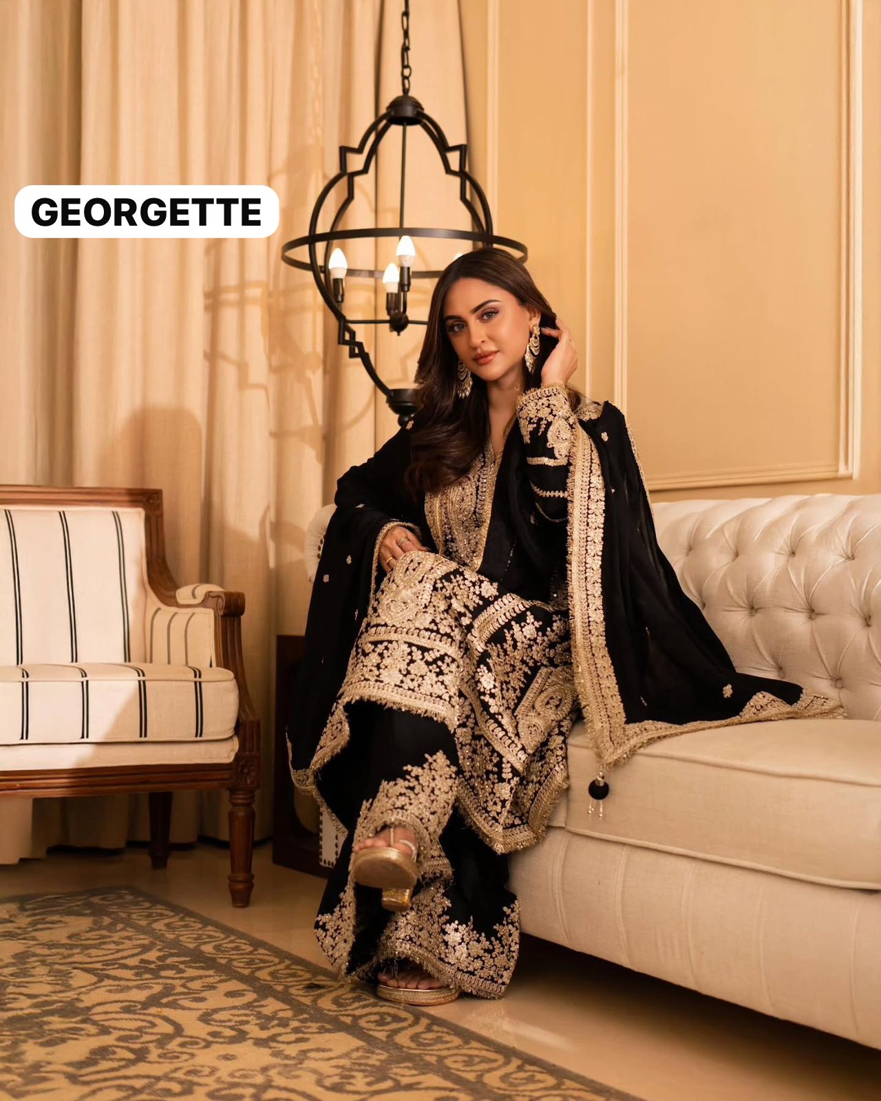 Designer Heavy Georgette Kurta Palazzo Set with Dupatta | Sequins & Thread Embroidery | Fully Stitched Festive Wear (M–XXL)