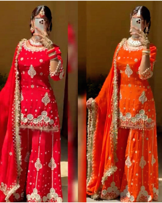 Party Wear Heavy Faux Georgette Embroidered Suit Set | Sequins & Pearl Hand Work