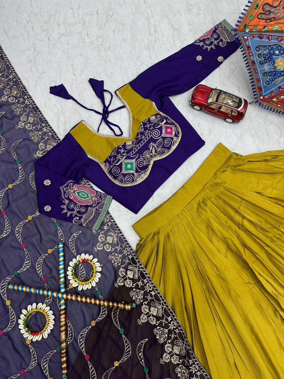 Navratri Special Pure Cotton Lehenga Choli Set | 6-Meter Flair | Heavy Thread & Sequins Work | Premium Dupatta