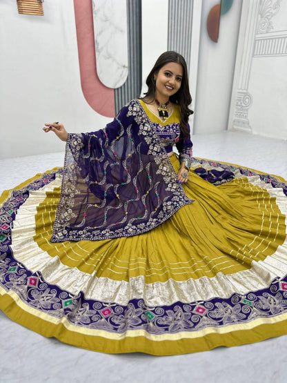 Navratri Special Pure Cotton Lehenga Choli Set | 6-Meter Flair | Heavy Thread & Sequins Work | Premium Dupatta