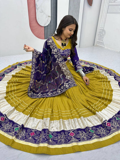 Navratri Special Pure Cotton Lehenga Choli Set | 6-Meter Flair | Heavy Thread & Sequins Work | Premium Dupatta
