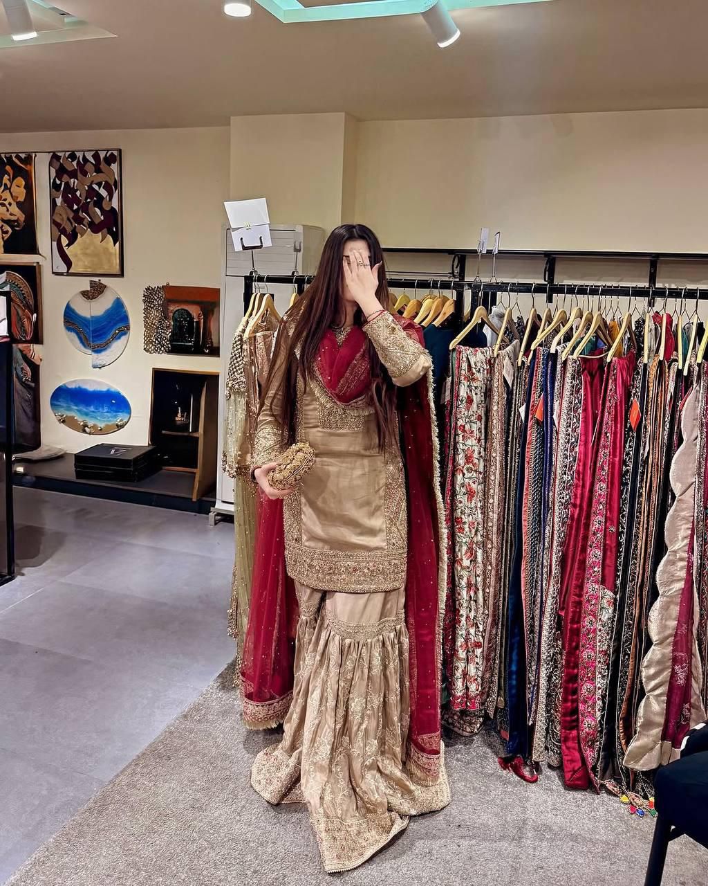 New Designer Chinon Silk Kurti Sharara Set with Sequins & Thread Embroidery and Georgette Dupatta (Fully Stitched)