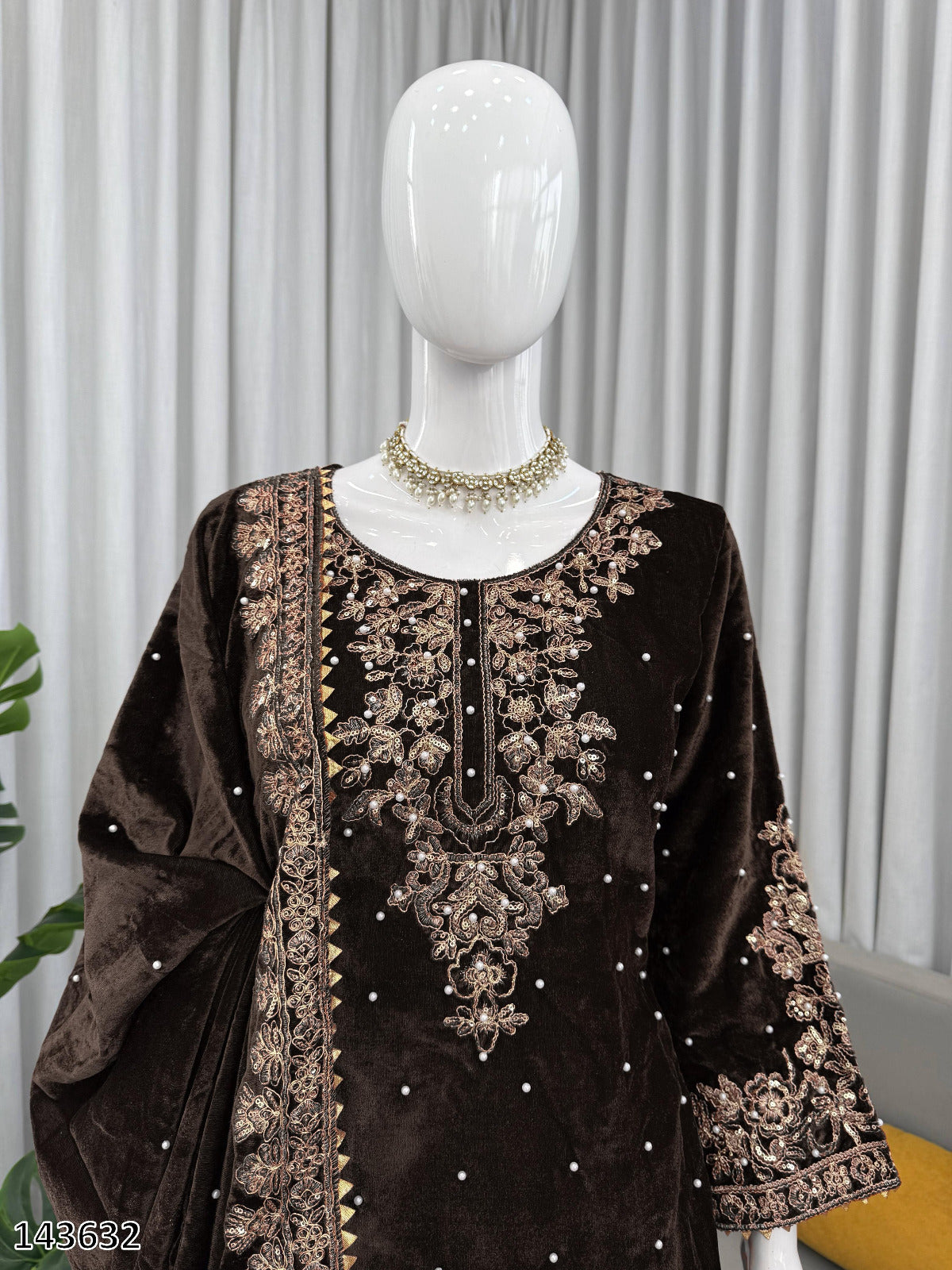 Premium Designer Viscose Velvet Top Plazzo Dupatta Set with Sequins & Coding Work – Party & Festive Wear