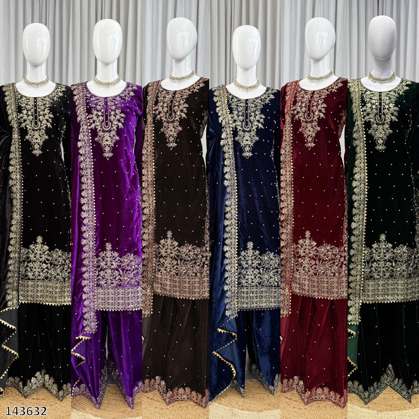 Premium Designer Viscose Velvet Top Plazzo Dupatta Set with Sequins & Coding Work – Party & Festive Wear