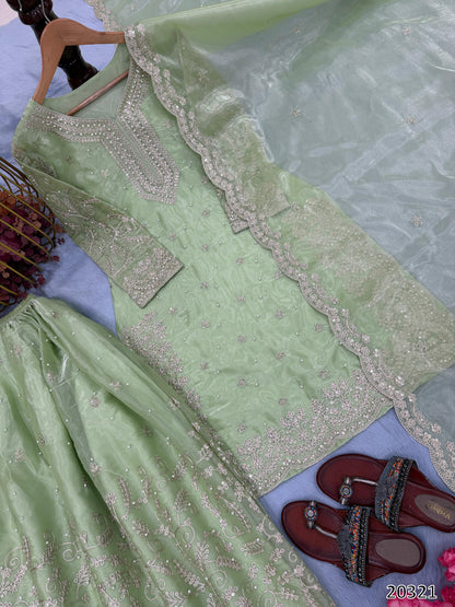 Premium Jimmy Choo Designer Ready-to-Wear Top Palazzo Dupatta Set with Heavy Embroidery & Sequins – Party & Festive Wear