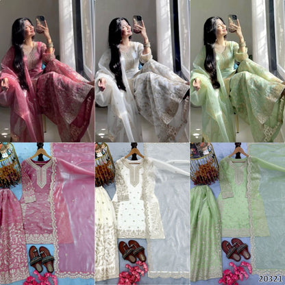 Premium Jimmy Choo Designer Ready-to-Wear Top Palazzo Dupatta Set with Heavy Embroidery & Sequins – Party & Festive Wear