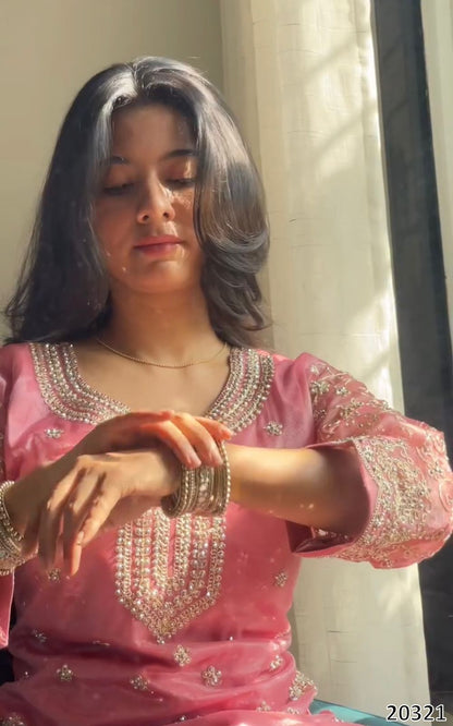 Premium Jimmy Choo Designer Ready-to-Wear Top Palazzo Dupatta Set with Heavy Embroidery & Sequins – Party & Festive Wear