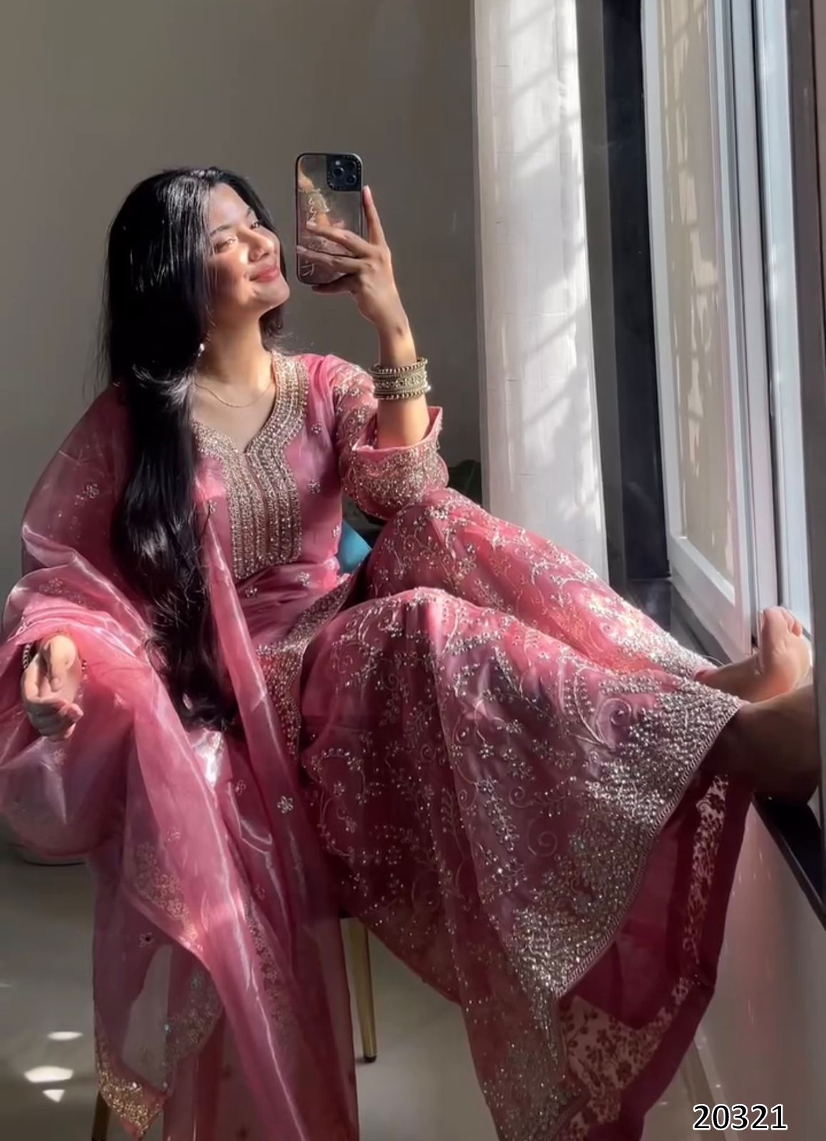 Premium Jimmy Choo Designer Ready-to-Wear Top Palazzo Dupatta Set with Heavy Embroidery & Sequins – Party & Festive Wear