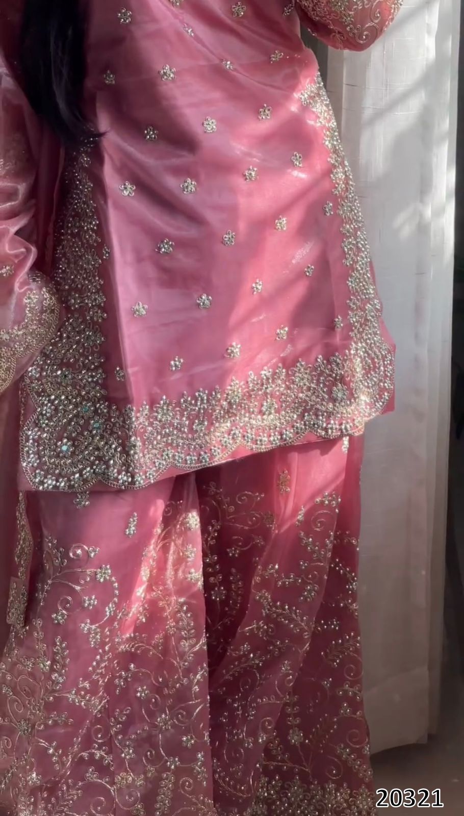 Premium Jimmy Choo Designer Ready-to-Wear Top Palazzo Dupatta Set with Heavy Embroidery & Sequins – Party & Festive Wear