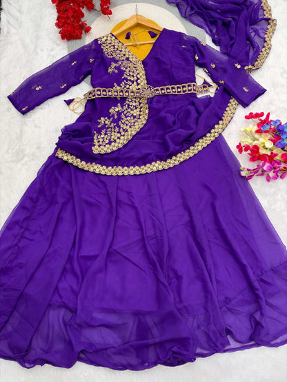 Designer Drape Lehenga Saree Set with Blouse & Jacket | Ready-to-Wear Ethnic Party Wear